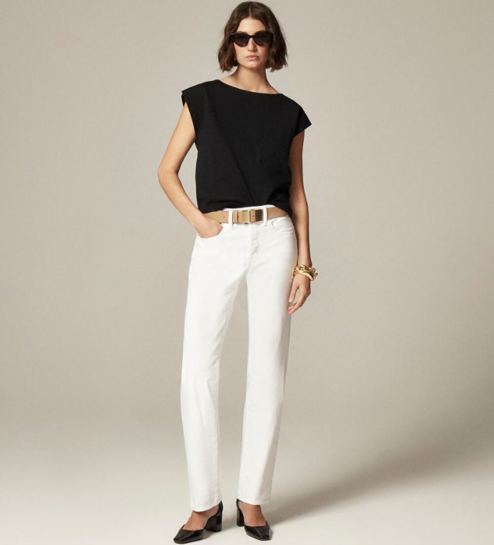 J.Crew 1984 Rigid Slouchy Jeans WMNS 28 White Denim High Rise Straight 5-Pockets